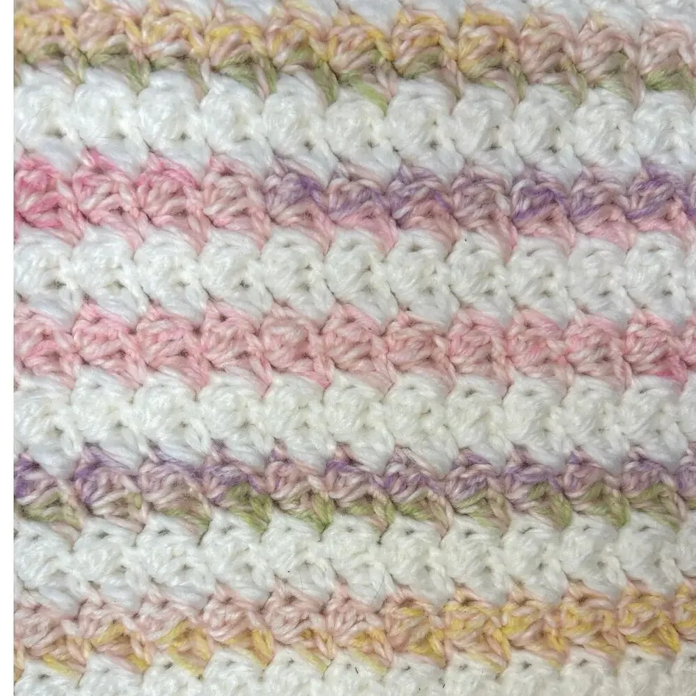 Hand Made Crocheted Baby Blanket 27”x23”